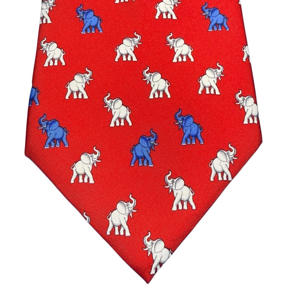Alynn Necktie Red, White, and Blue Elephants - Republican Tie Made In U.S.A - Picture 4 of 9